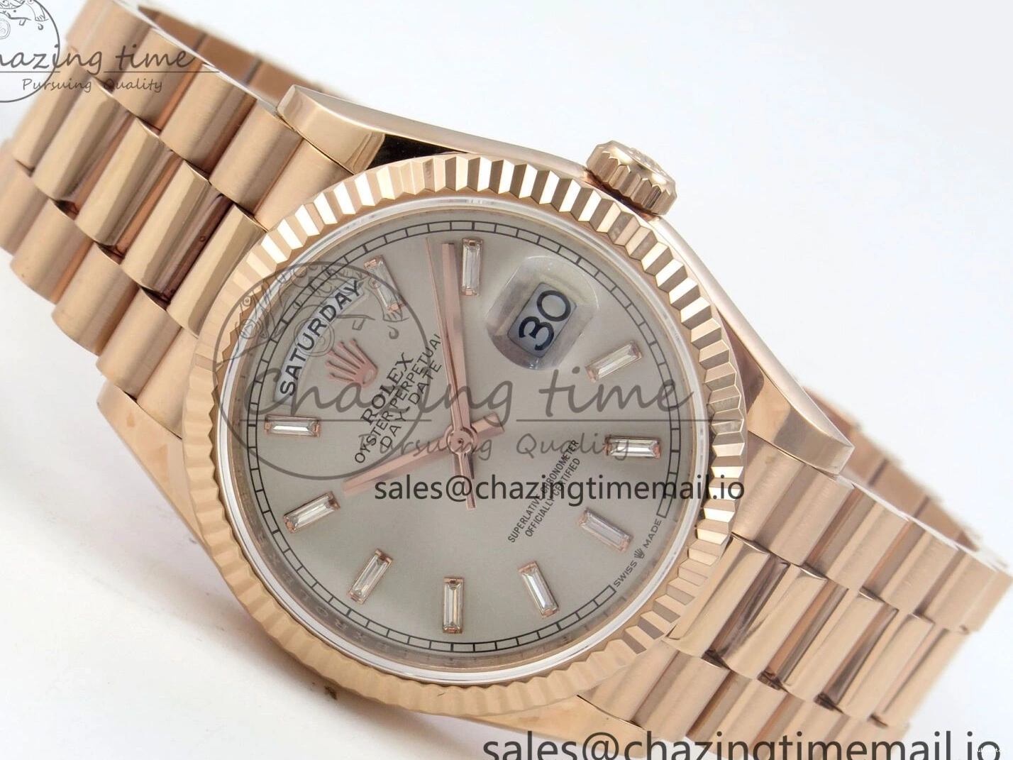 KF President 36 Weight) Day A2836 1:1 Edition Bracelet Date RG Best Crystal (Gain 128235 Dial on Silver 0125